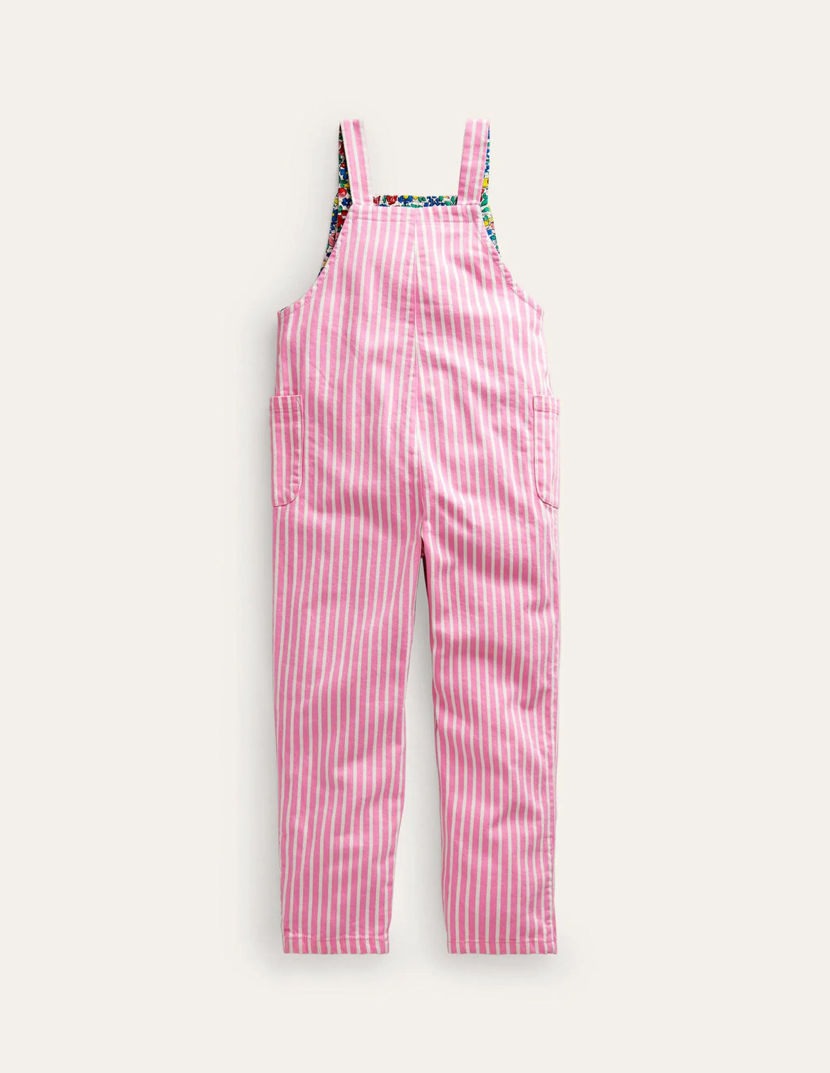Relaxed Overalls-Pink / Ivory Stripe