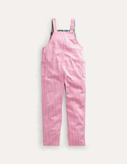 Relaxed Overalls-Pink / Ivory Stripe