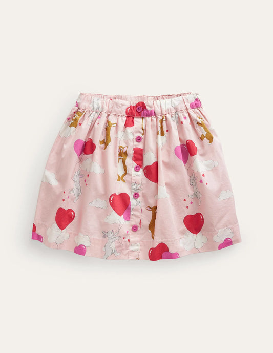 Pull On Twirly Skirt-Ballet Pink Love Bunnies