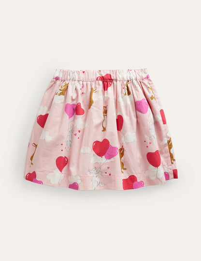 Pull On Twirly Skirt-Ballet Pink Love Bunnies
