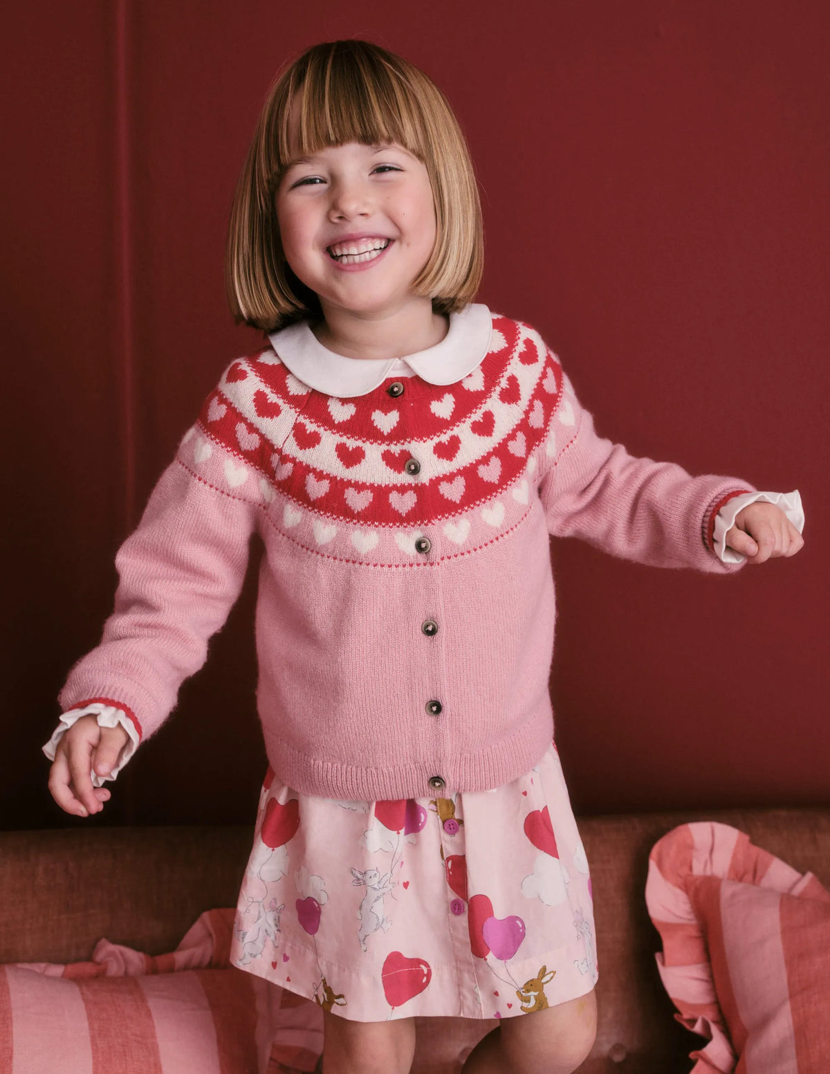 Pull On Twirly Skirt-Ballet Pink Love Bunnies
