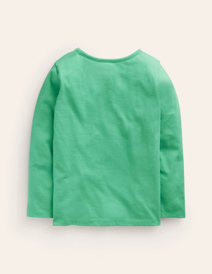 Puff Sleeve Appliqué T-shirt-Aloe Green Lamb
