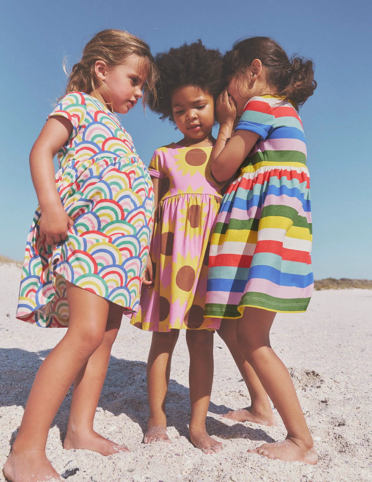 Short-sleeved Fun Jersey Dress-Ivory Multi Rainbow