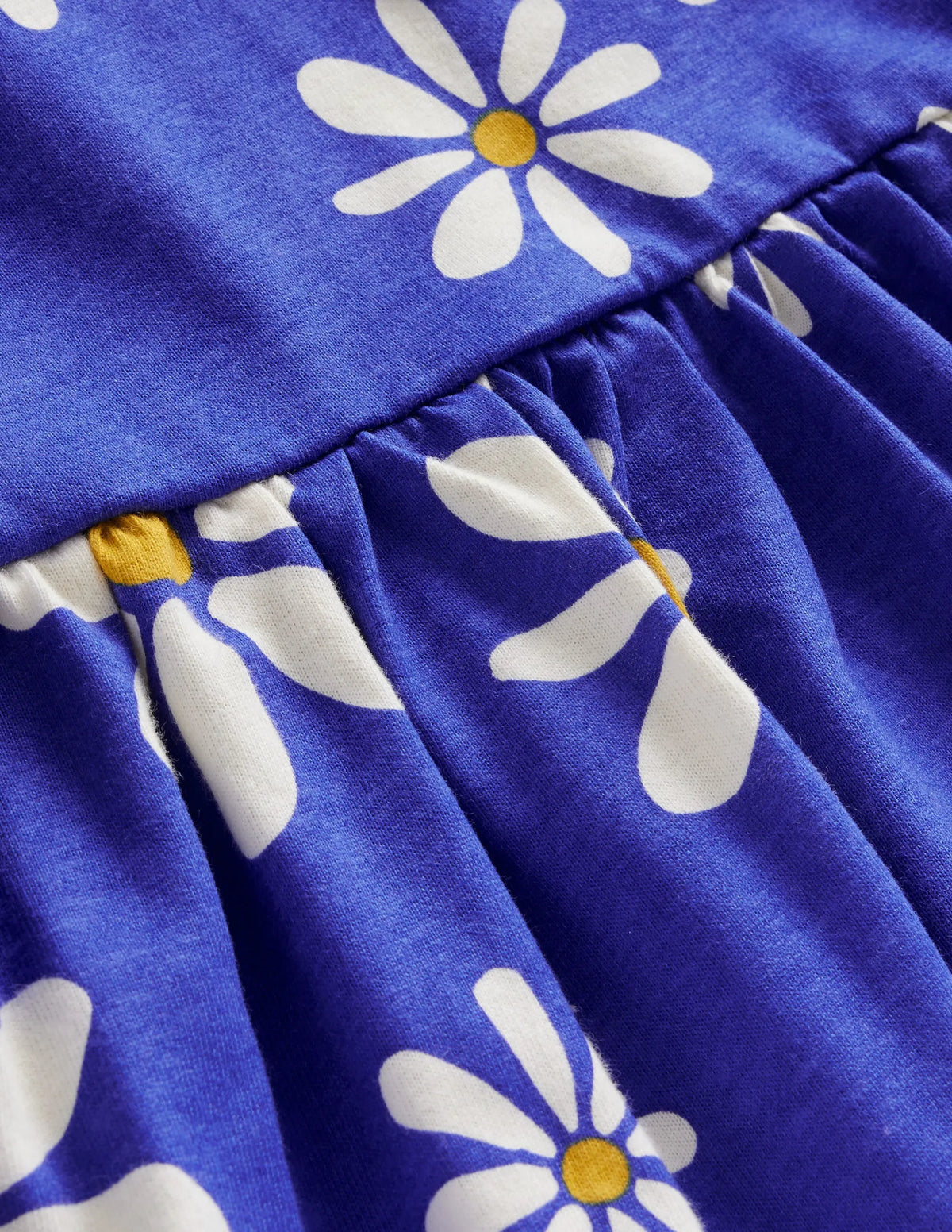Long Sleeve Fun Jersey Dress-Sapphire Blue Daisies