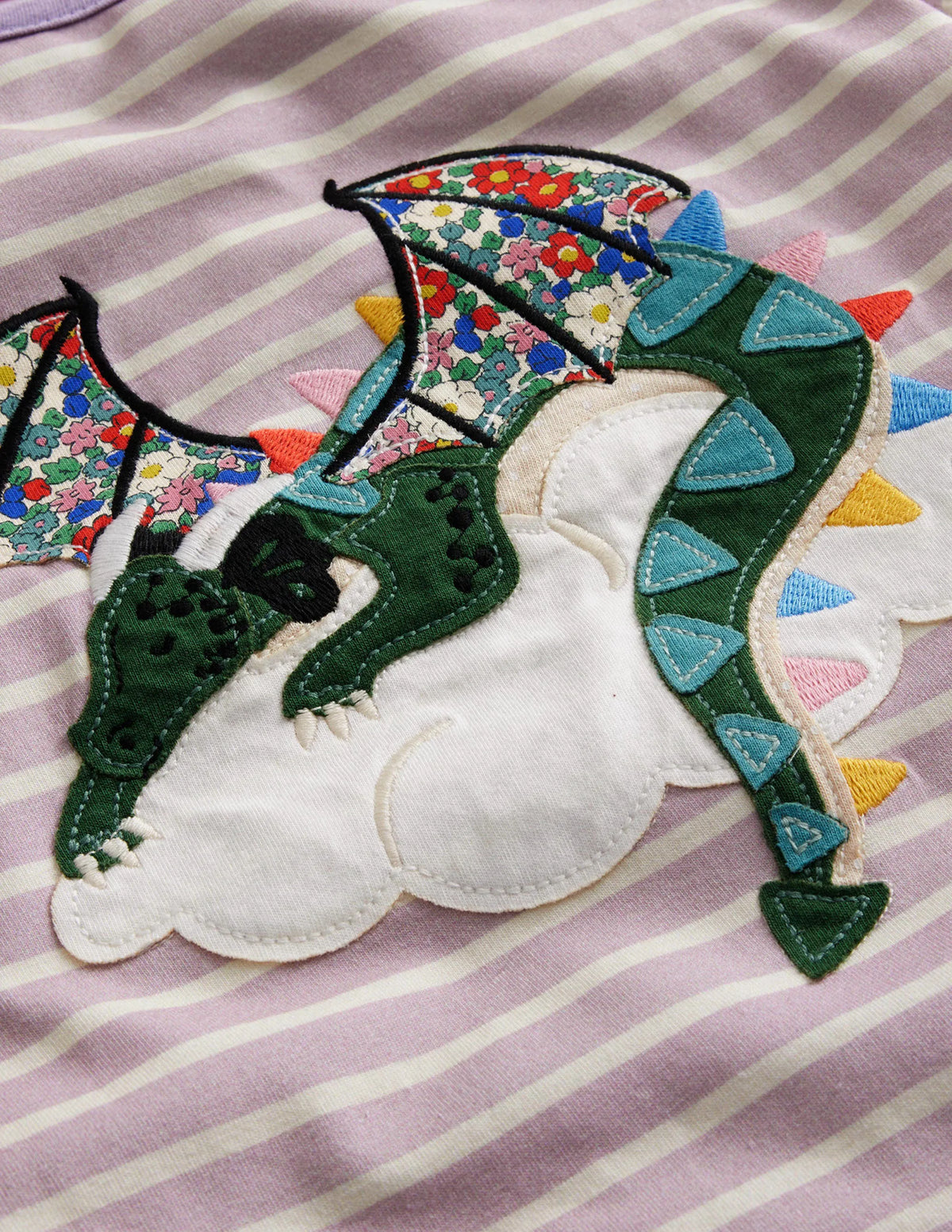 Appliqué Puff-Sleeve Top-Multi Floral Dragon