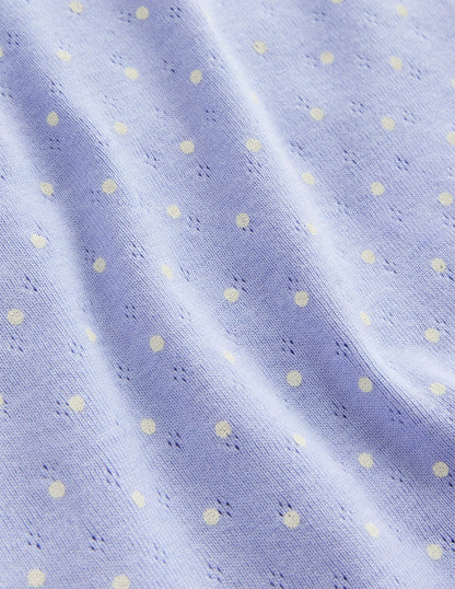 Short-sleeved Pointelle Top-Etoile Blue Spot