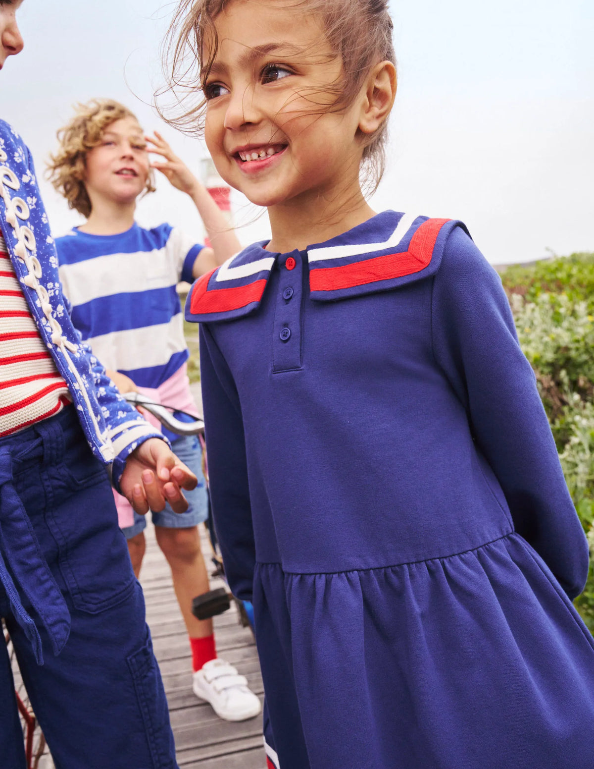 Sailor Sweatshirt Dress-College Navy