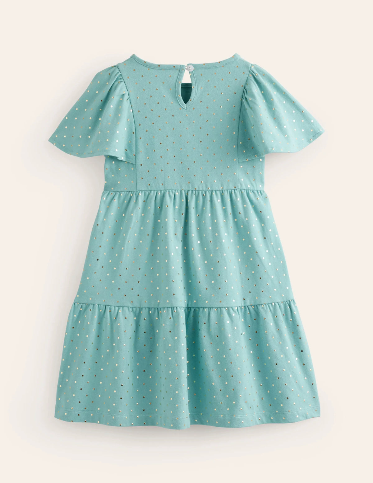 Tiered Flutter Jersey Dress-Aqua Sea Spot