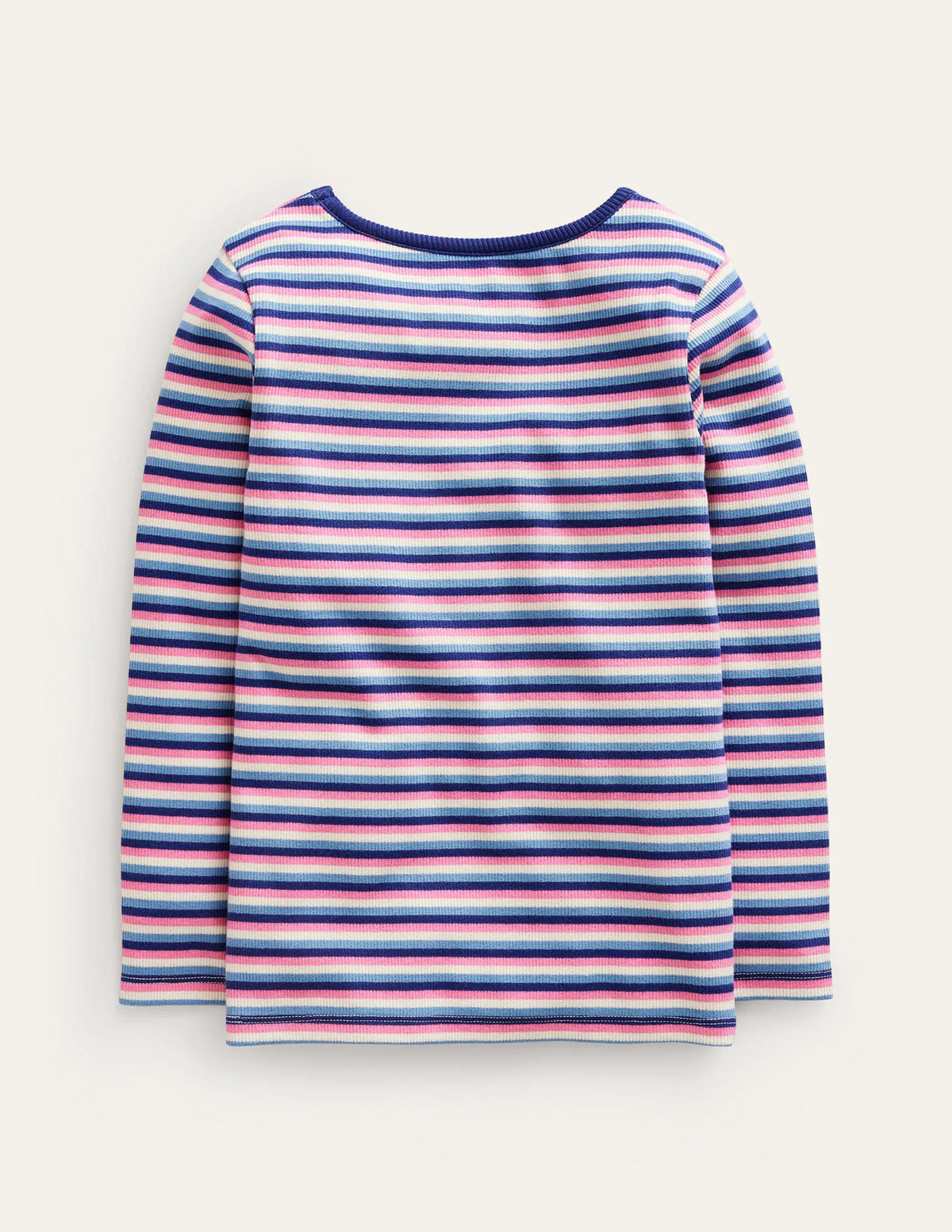 Ribbed Stripe T-Shirt-Blue/Pink