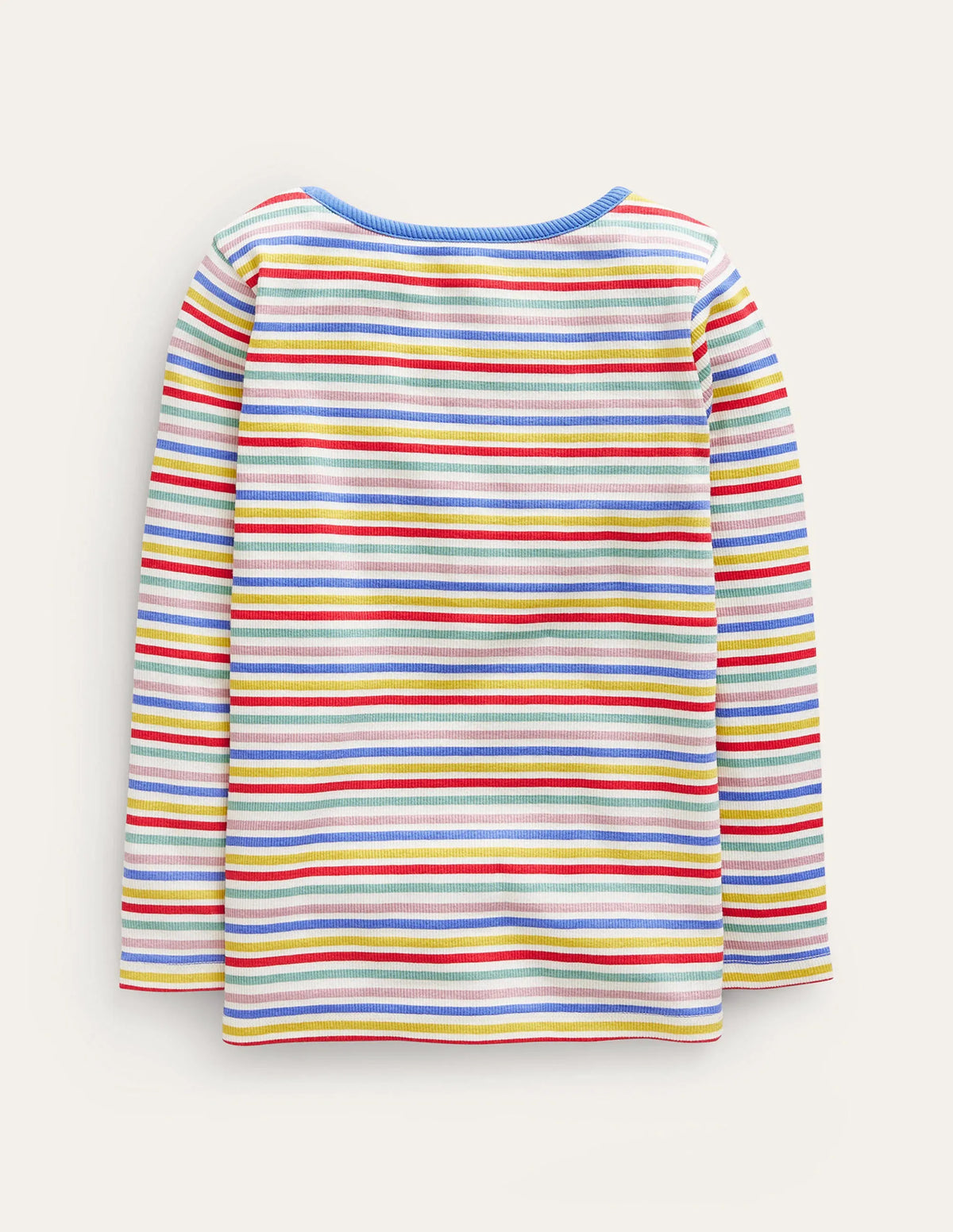 Ribbed Stripe T-Shirt-Ivory/Bluejay Stripe