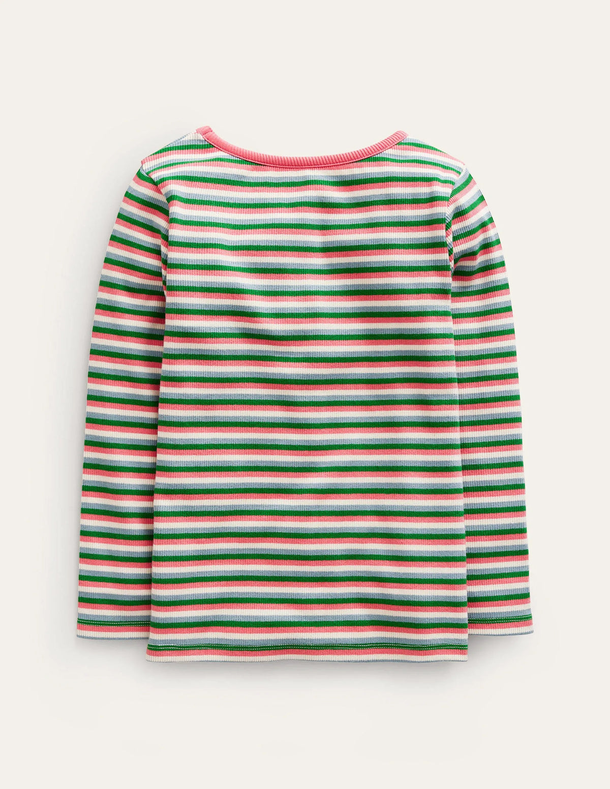 Ribbed Stripe T-Shirt-Pink/Green
