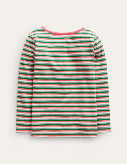 Ribbed Stripe T-Shirt-Pink/Green