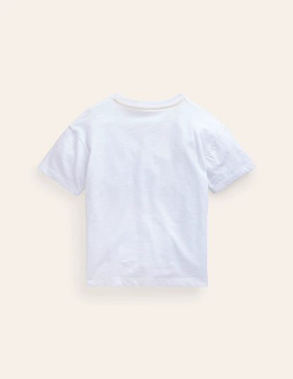 Embroidered Logo T-Shirt-White Rainbow