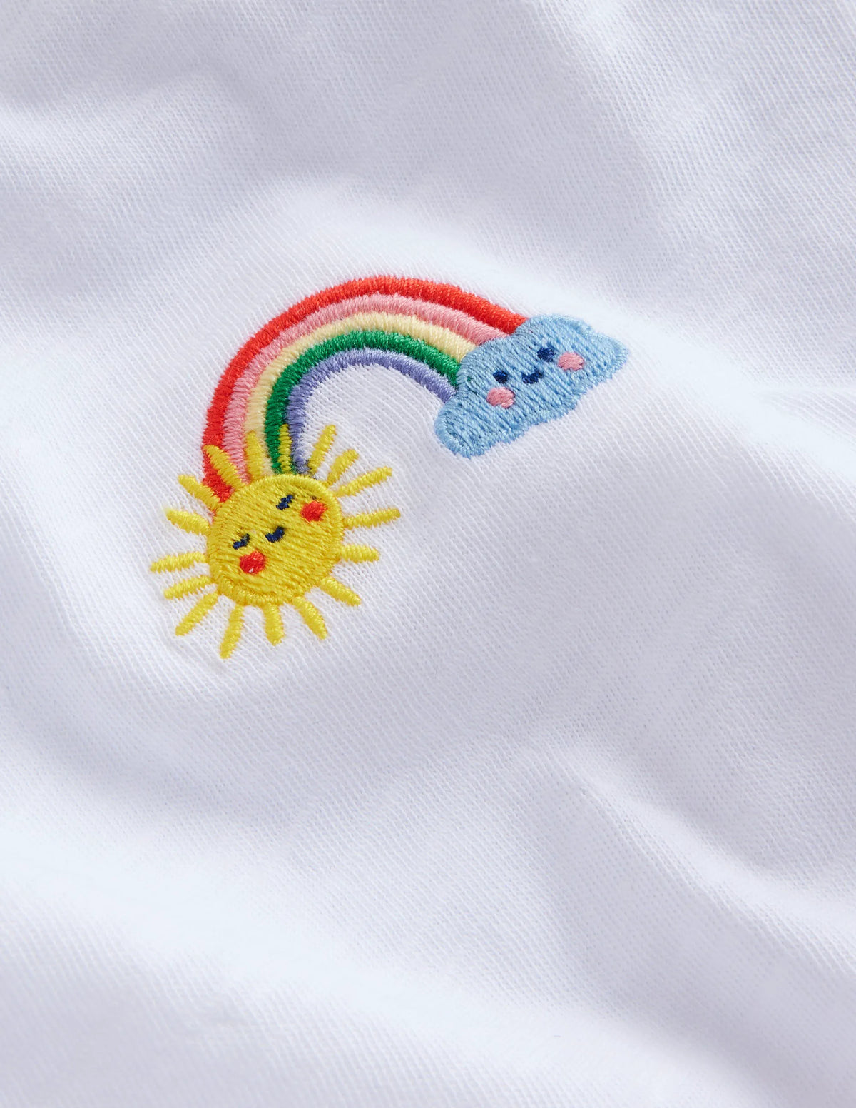 Embroidered Logo T-Shirt-White Rainbow