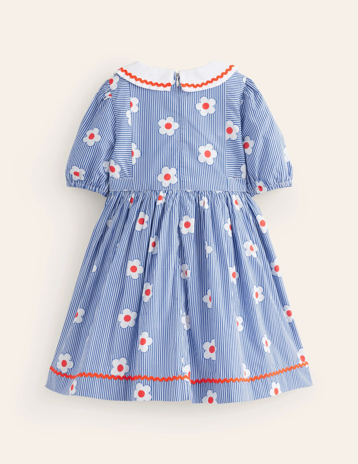 Collared Sailor Dress-Bluejay Daisy Stripe