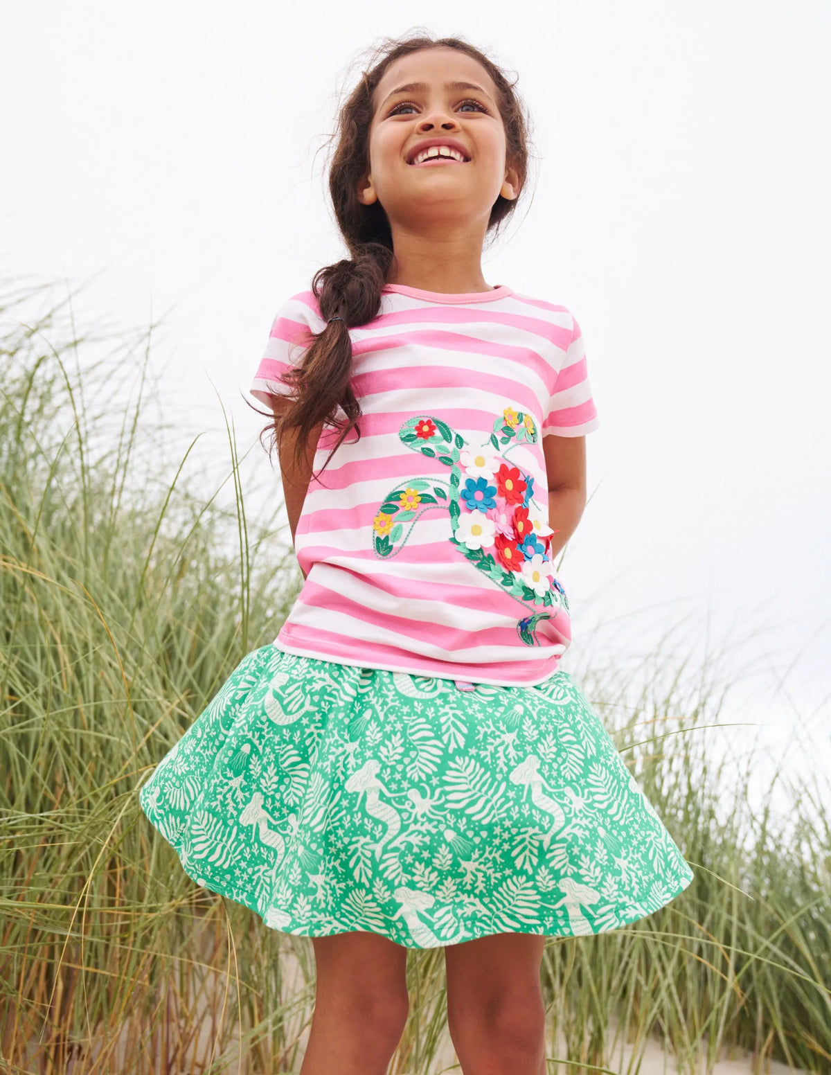 Short Sleeve Appliqué T-shirt-Cosmos Pink/Ivory Turtle