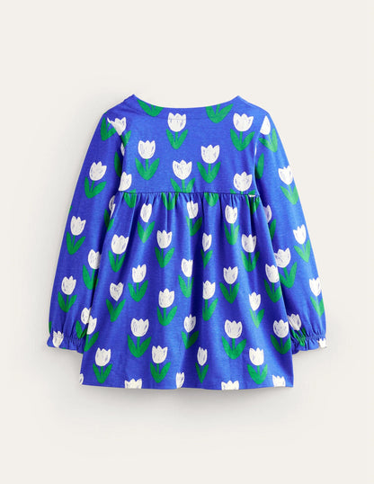 Hotchpotch Printed Tunic-Blue Heron Tulips