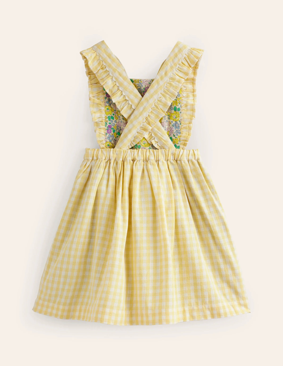 Charming Pinafore Dress-Honey / Ivory Stripe Bunny