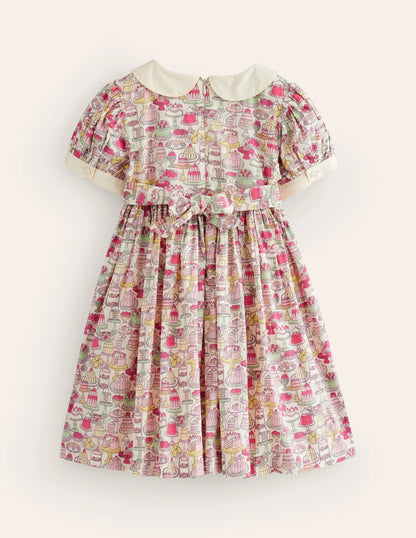 Nostalgic Occasion Smock Dress-Multi Sweet Treats