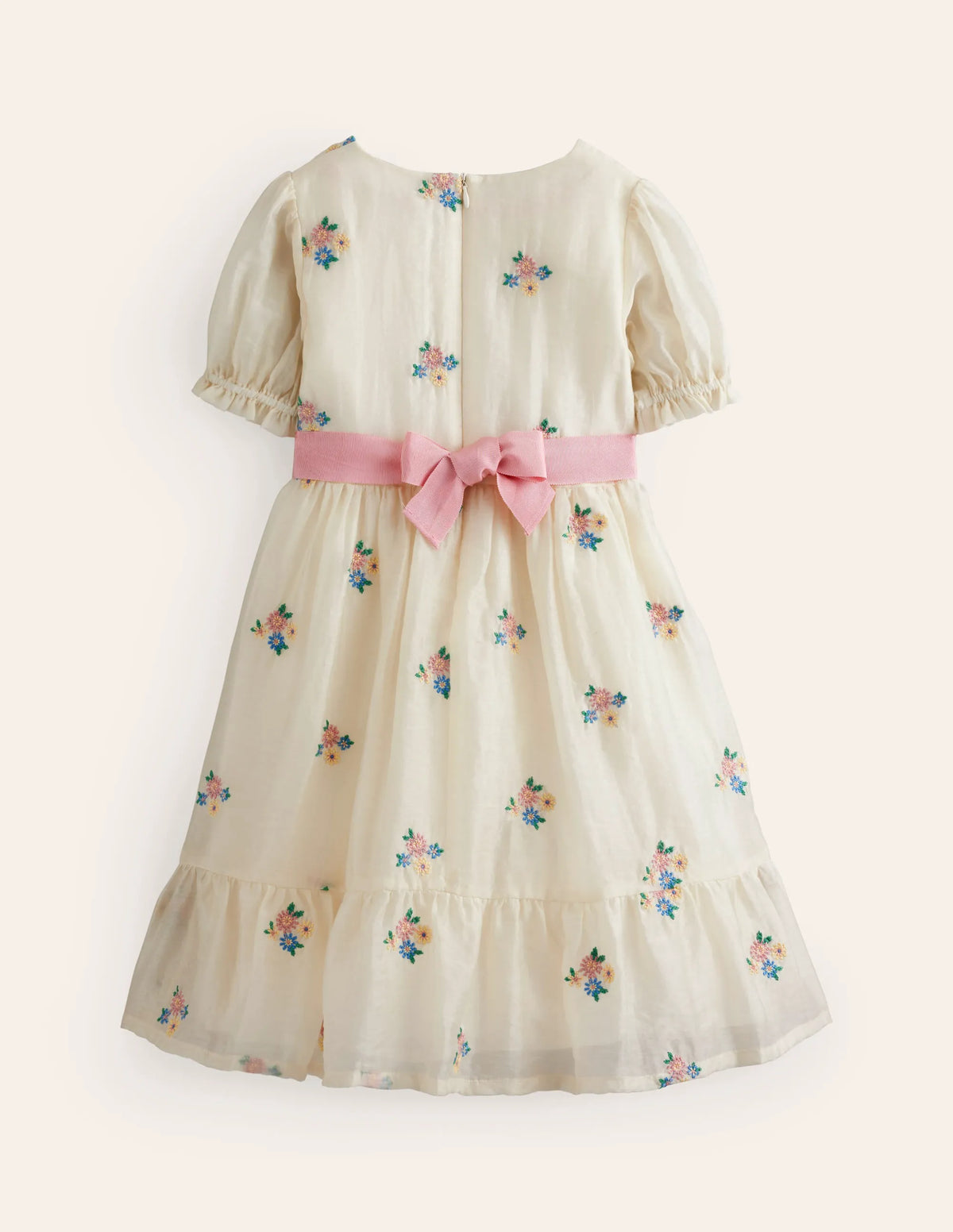 Flutter Organza Dress-Ivory Floral