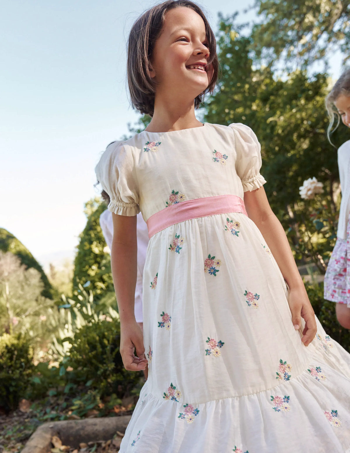Flutter Organza Dress-Ivory Floral