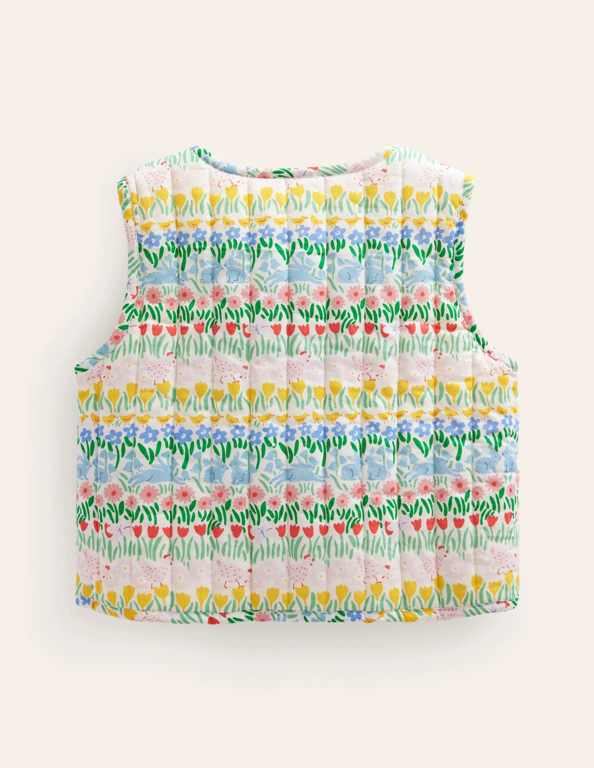 Quilted Gilet-Multi Spring Stripe
