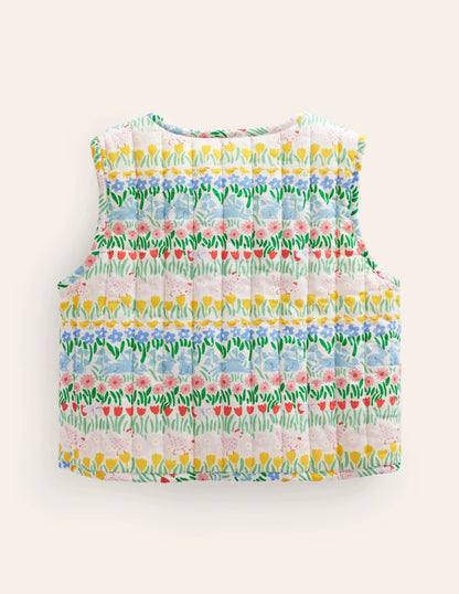 Quilted Gilet-Multi Spring Stripe
