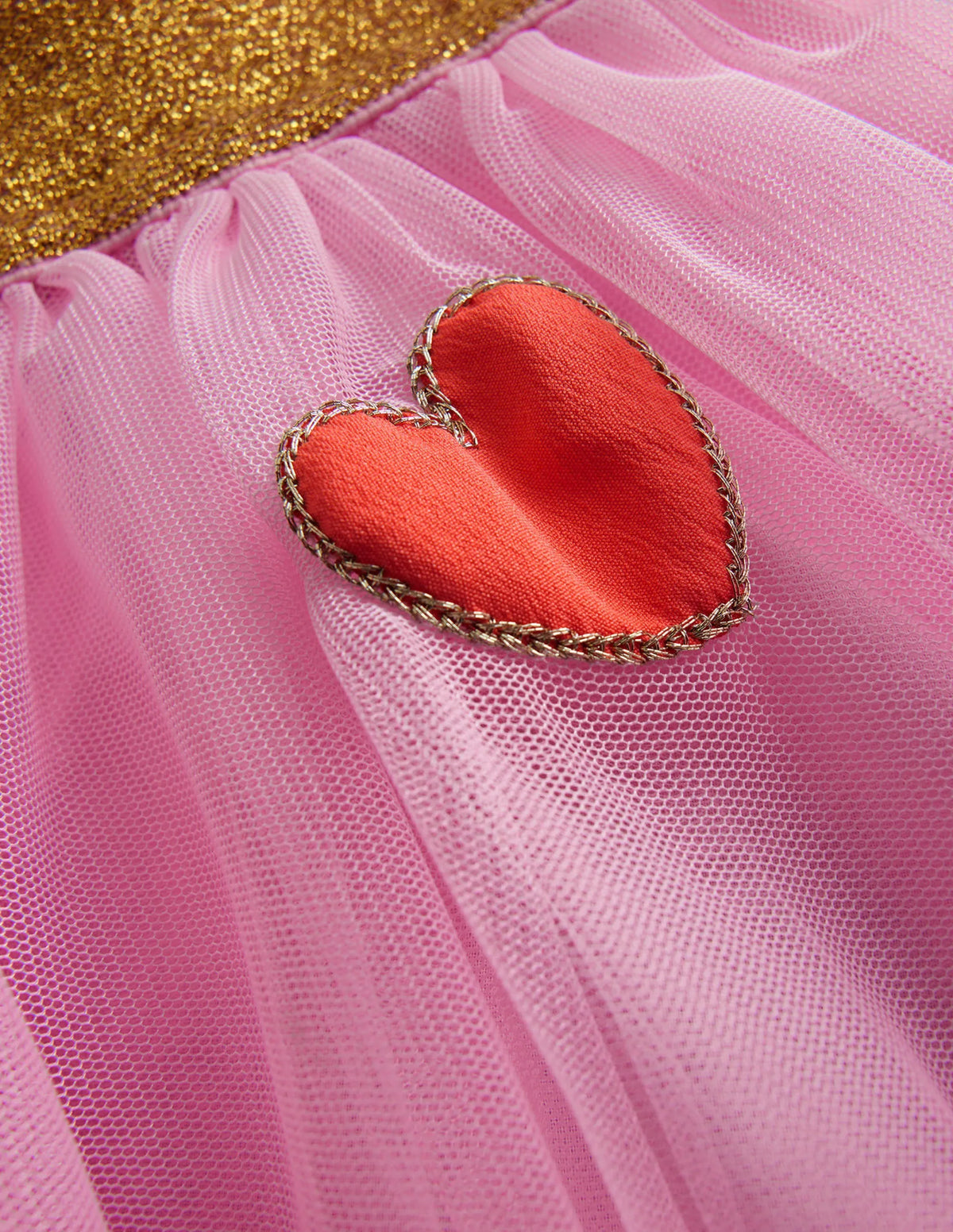 Tulle Appliqué Skirt-Pink Hearts