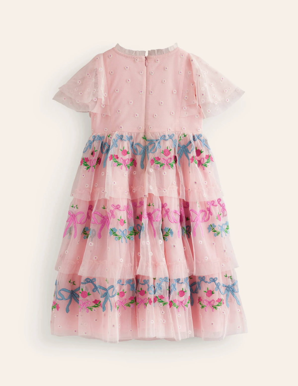 Embroidered Tulle Dress-Provence Dusty Pink