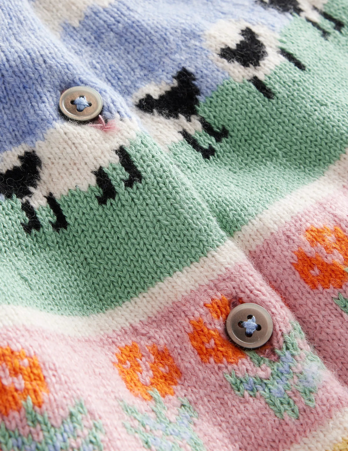 Fair Isle Cardigan-Almond Pink Easter Animals