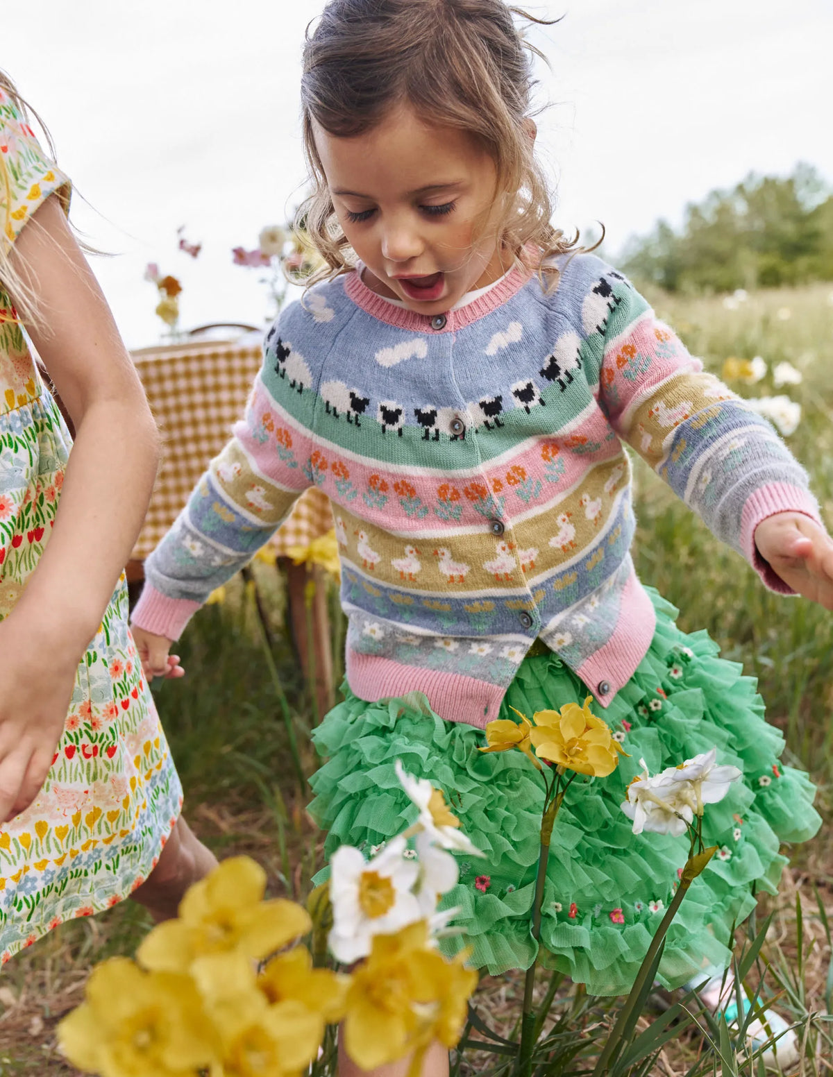 Fair Isle Cardigan-Almond Pink Easter Animals
