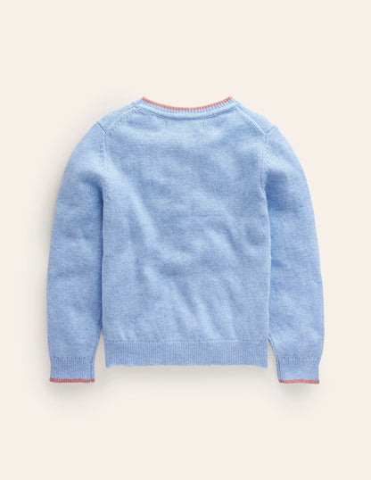 Novelty Logo Sweater-Pebble Blue Strawberry