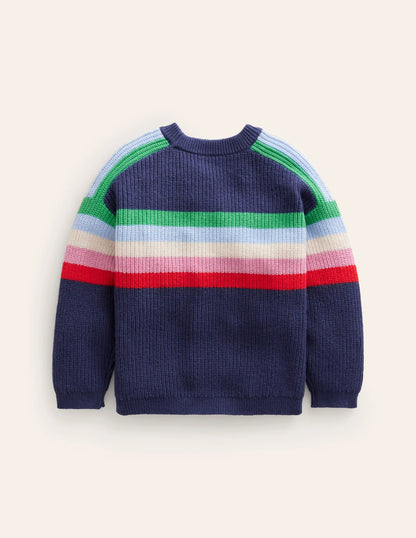 Stripe Knitted Jumper-Sapphire Blue