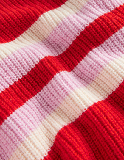 Stripe Knitted Jumper-Poppy Red