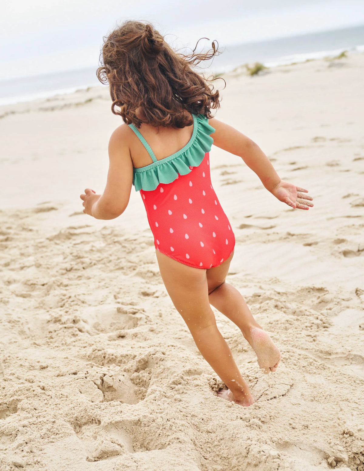 One Shoulder Textured Swimsuit-Jam Strawberry Pip