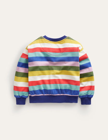Printed Relaxed Sweatshirt-Multi Stripe