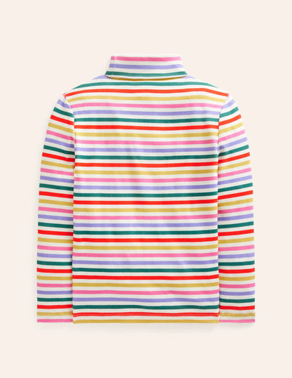 Super Soft Roll Neck Top-Multi Stripe