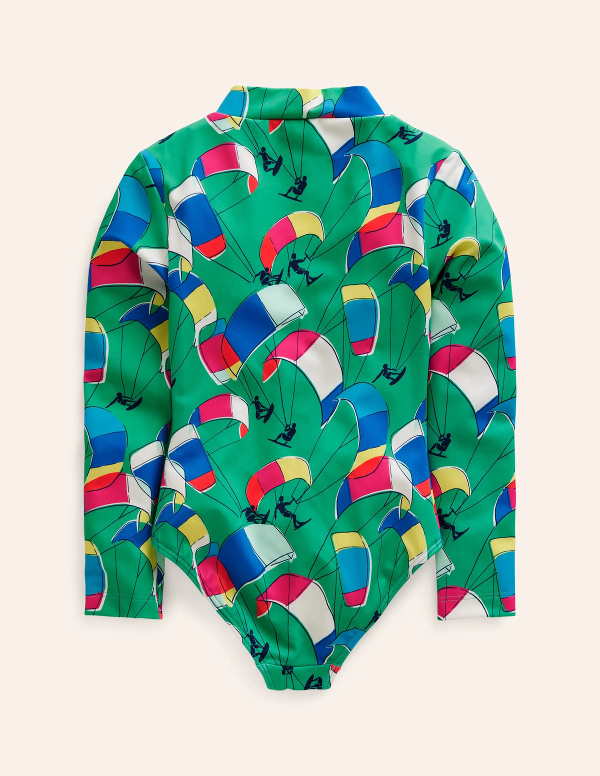 Long-sleeved Swimsuit-Pea Green Kite Surfers