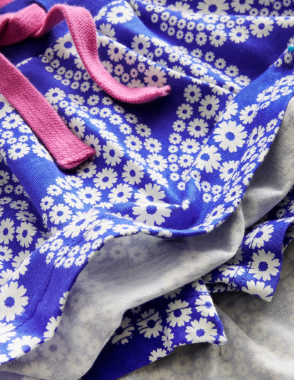 Printed Jersey Skort-Greek Blue Daisy Wave