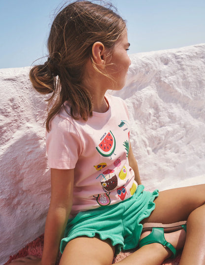 Printed Graphic T-Shirt-Provence Dusty Pink Fruit