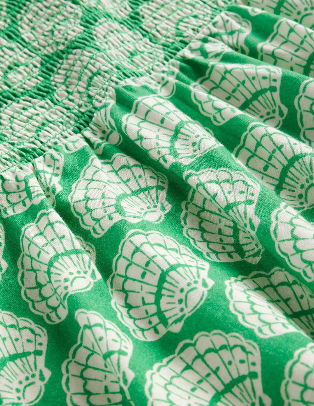 Shirred Jersey Dress-Pea Green Seashells