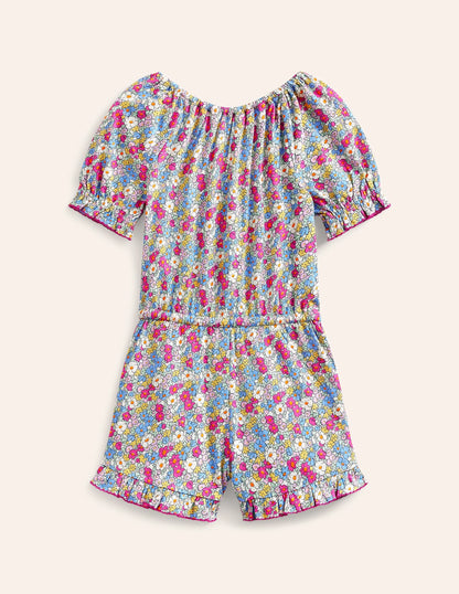 Printed Jersey Romper-Festival Pink Nautical Floral