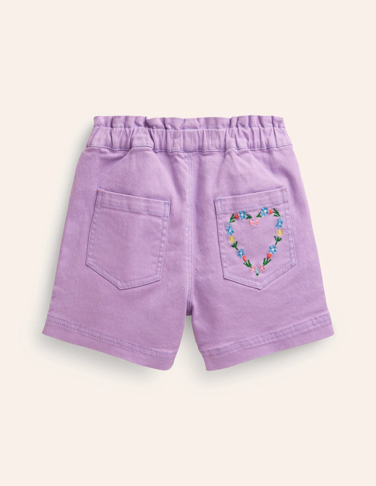 Pull-on Shorts-Crocus Purple Embroidery