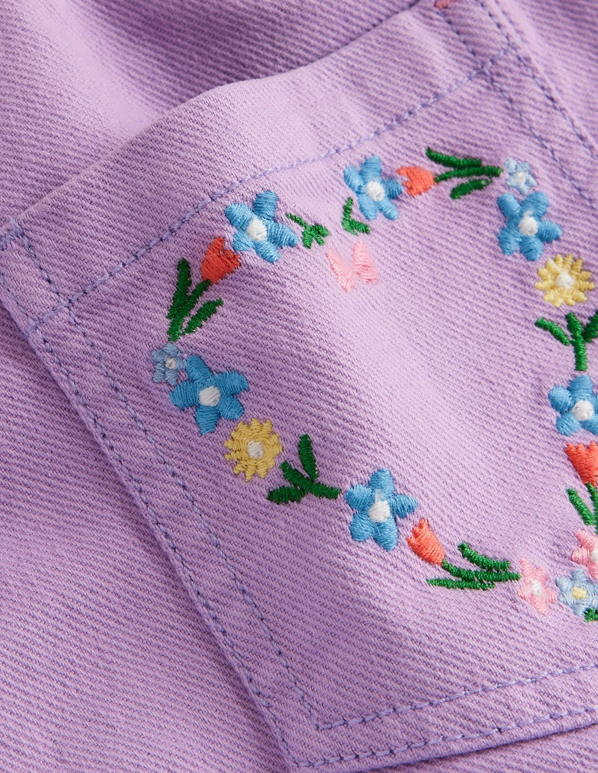 Pull-on Shorts-Crocus Purple Embroidery