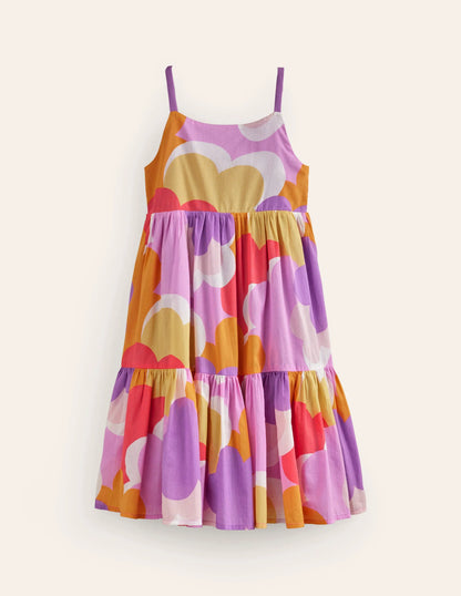 Tiered Twirly Sundress-Jam Red Daisy Cloud