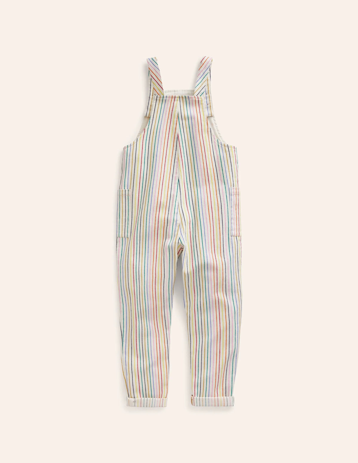 Relaxed Overalls-Ivory Multi Stripe