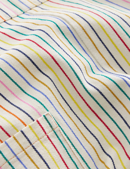 Relaxed Overalls-Ivory Multi Stripe