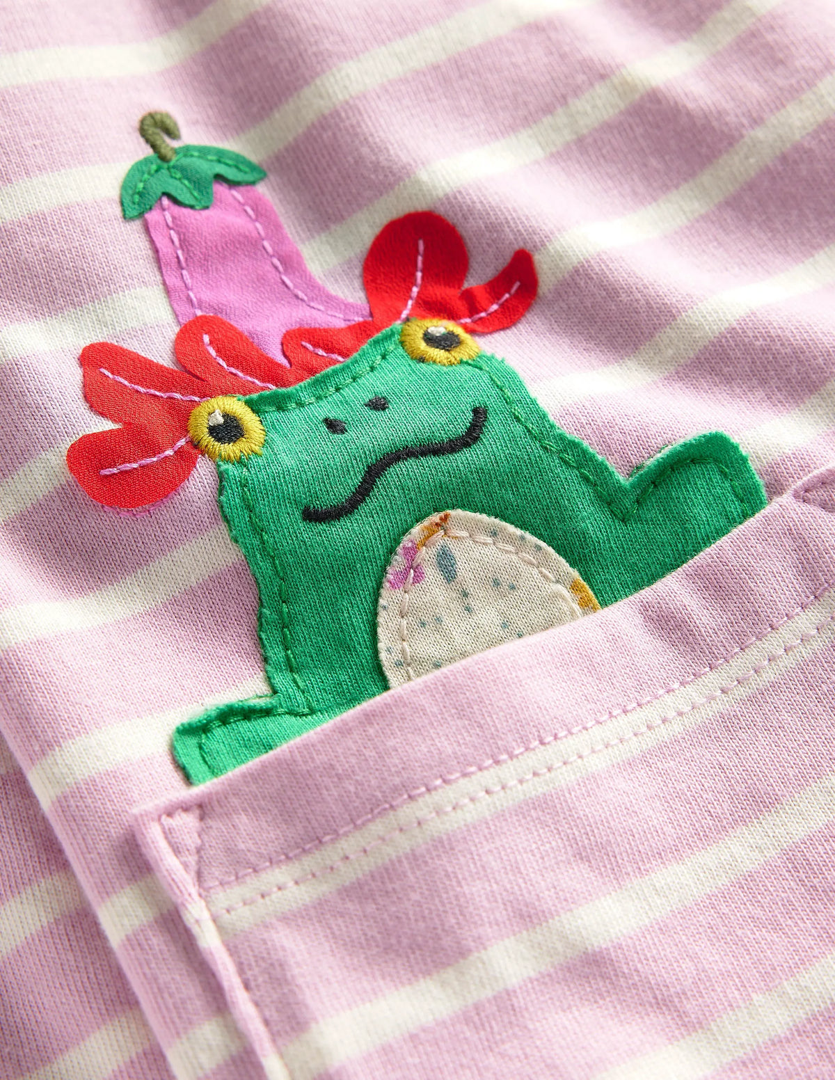 Appliqué Jersey Tunic-Sugared Almond Pink/Ivory