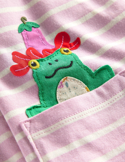 Appliqué Jersey Tunic-Sugared Almond Pink/Ivory