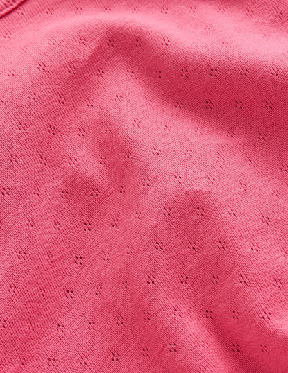 Short-sleeved Pointelle Top-Rose Pink